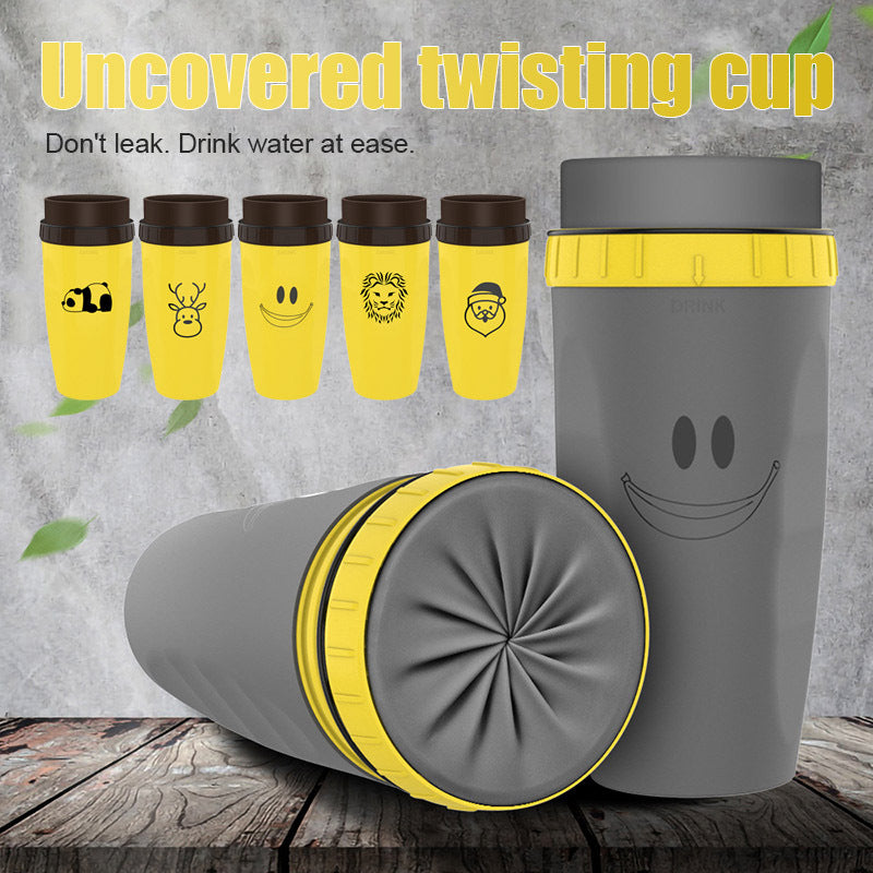 No Cover Twist Cup Travel Portable Cup Double Insulation Tumbler Straw Sippy Water Bottles