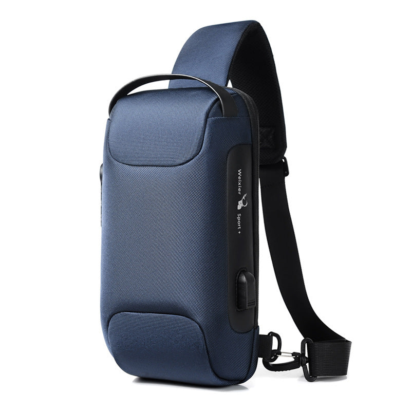 Waterproof USB Anti-theft Bag Men Oxford Crossbody Shoulder Bag Sling Multifunction