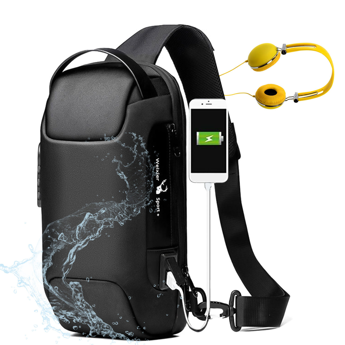 Waterproof USB Anti-theft Bag Men Oxford Crossbody Shoulder Bag Sling Multifunction